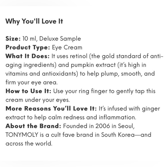 Plump-kin Retinol Eye Cream. 🎃 NWT. Tony Moly. - Picture 5 of 5